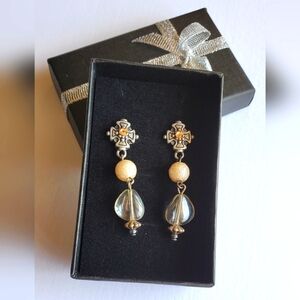 Vtg. Cross Drop Earrings